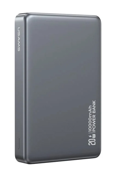 USAMS power bank CD242, magnetic wireless, USB-C έξοδος, 10000mAh, 20W, γκρι