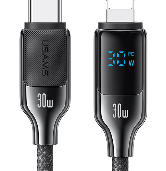 USAMS καλώδιο Lightning σε USB-C SJ741, 30W, 480Mbps, 1.2m, μαύρο