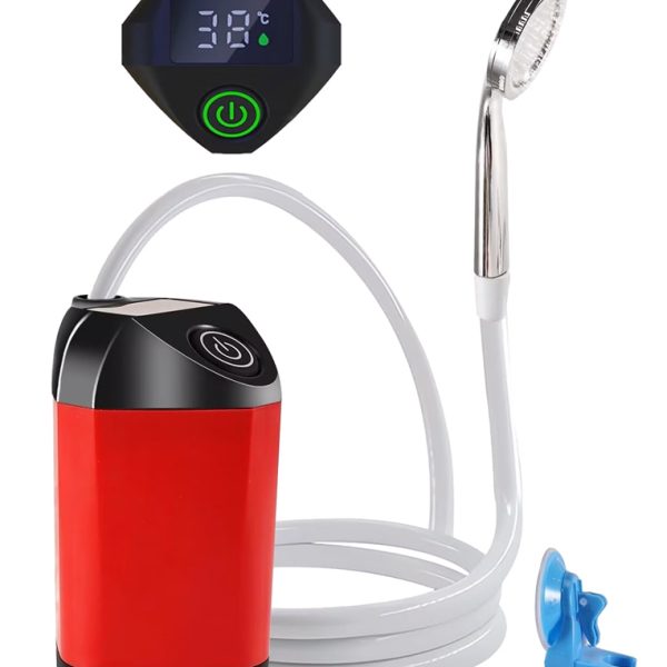 POWERTECH φορητή αντλία/ντουζιέρα για camping PT-1429, επαναφορτιζόμενη, κόκκινη