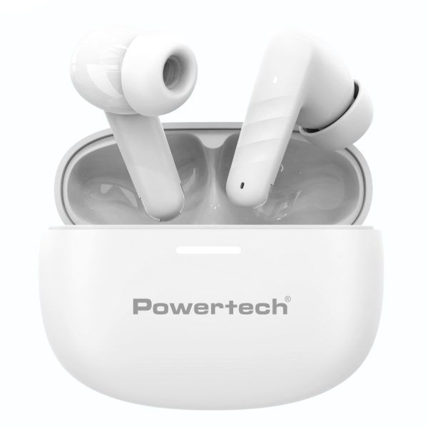 POWERTECH earphones με θήκη φόρτισης PT-1432, True Wireless, 35/300mAh, λευκά