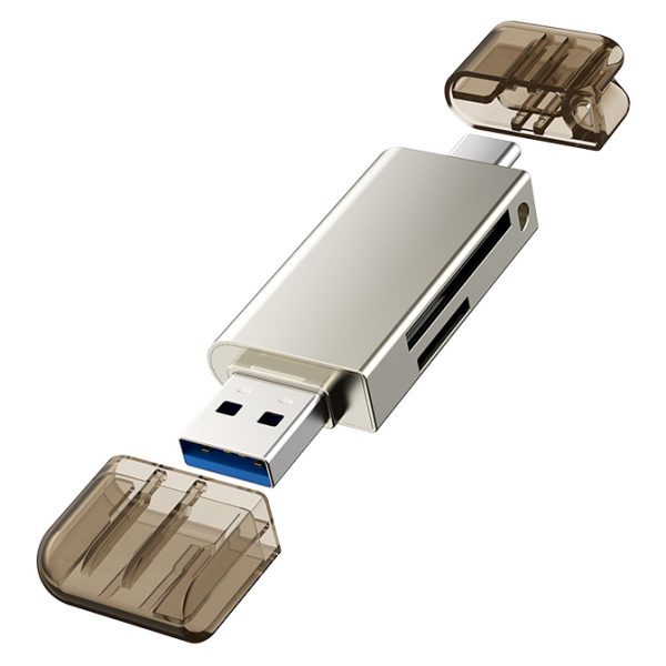 CABLETIME card reader CT-ACMCD2-ZG για SD & micro SD, USB/USB-C σύνδεση, 5Gbps, γκρι