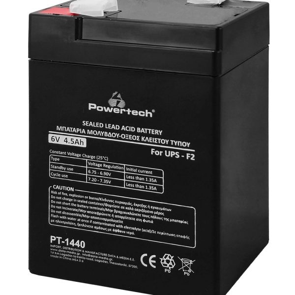 POWERTECH μπαταρία μολύβδου PT-1440 για UPS, 6V 4.5Ah, F2