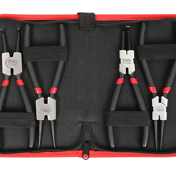 DELI σετ ασφαλειοτσίμπιδα DL104407 με θήκη, 175mm, 4τμχ