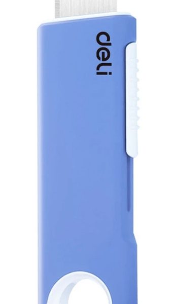 DELI κοπίδι DL408C, άμεσο άνοιγμα/επαναφορά, πλαστικό, 19mm, μπλε