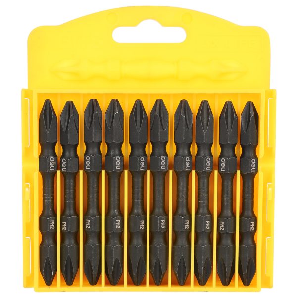 DELI σετ μύτες κατσαβιδιού DL252202 για δραπανοκατσάβιδο, διπλή κεφαλή, σταυρωτές, PH2x65mm, 10τμχ