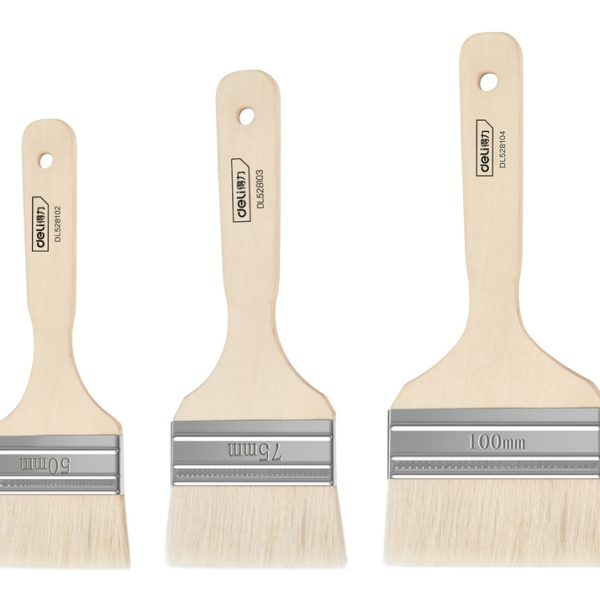 DELI σετ πινέλα βαφής DL528101 με φυσικές τρίχες, ξύλινη λαβή, 50/75/100mm, 3τμχ