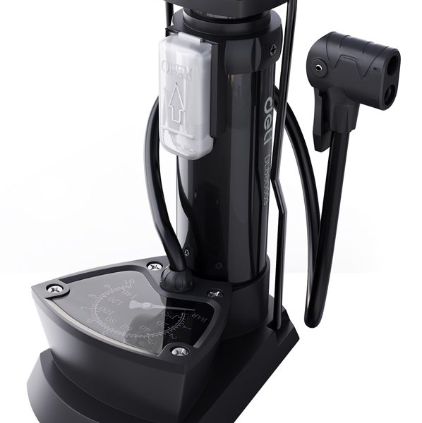 DELI τρόμπα ποδιού DL880003 με μανόμετρο, 140PSI, μαύρη