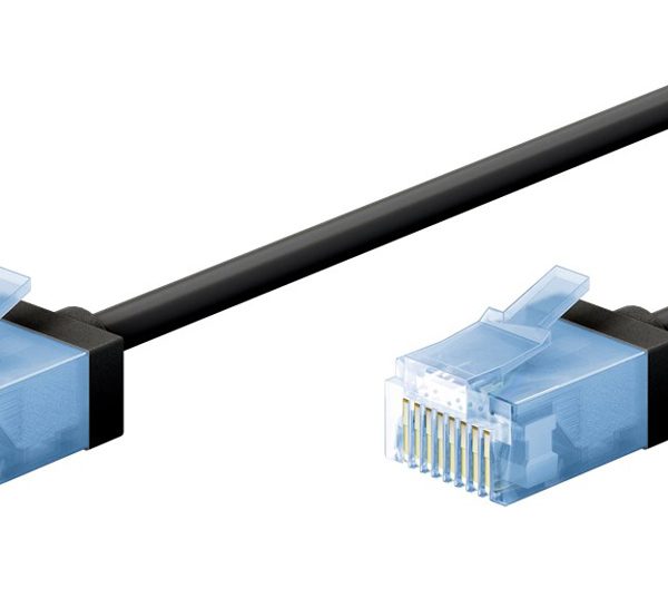 GOOBAY καλώδιο δικτύου 74233, CAT 6A U/UTP, ultra slim, copper, 500MHz, 1m, μαύρο