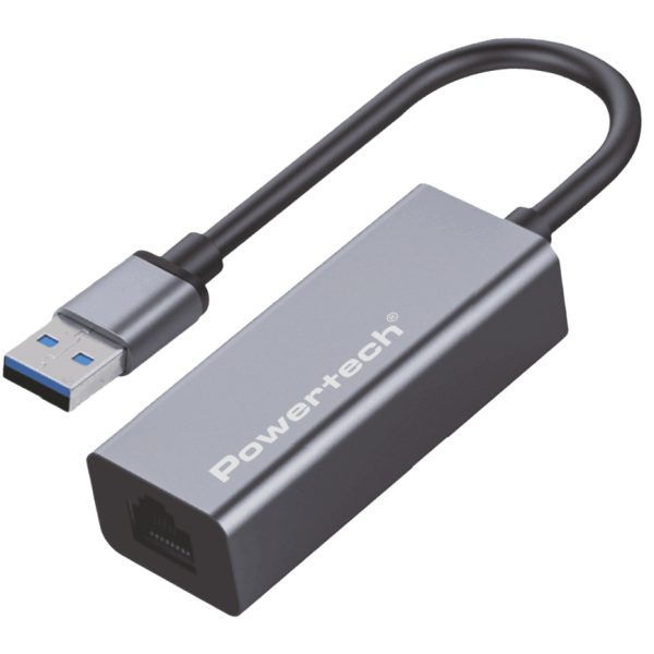 POWERTECH αντάπτορας δικτύου PT-1454, USB, 1000Mbps Ethernet, γκρι
