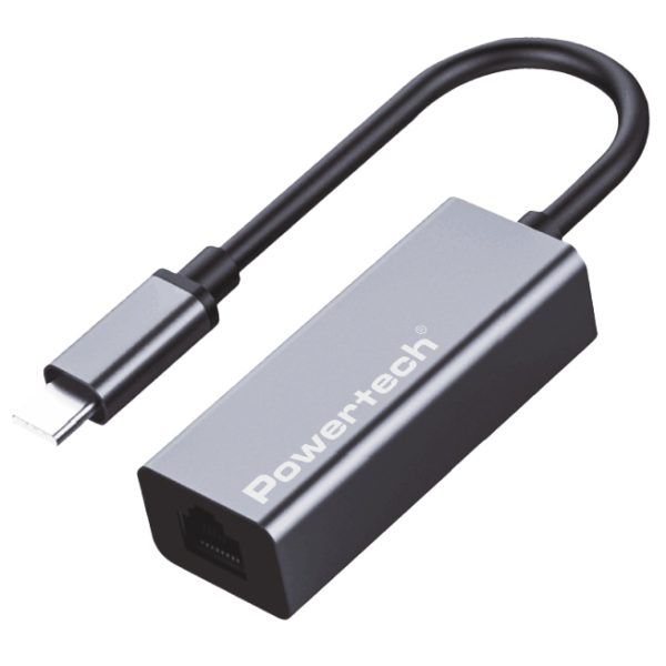 POWERTECH αντάπτορας δικτύου PT-1455, USB-C, 1000Mbps Ethernet, γκρι