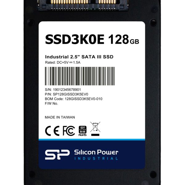 SILICON POWER industrial 2.5" SATA III SSD SSD3K0E, 128GB, 540/520MBps, 3D TLC, -20~75 °C