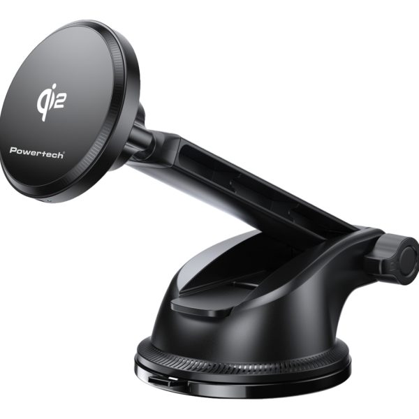 POWERTECH ασύρματος φορτιστής & βάση smartphone αυτοκινήτου PT-1492, Qi2, 15W, μαύρος