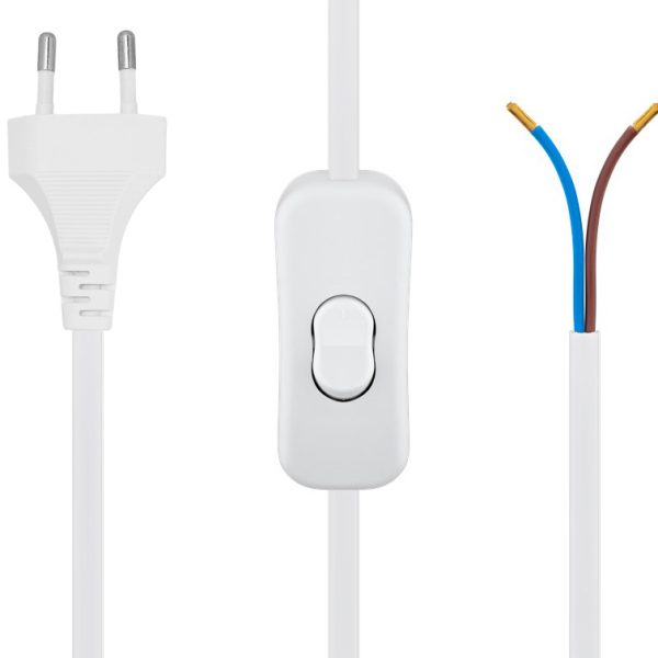 POWERTECH καλώδιο τροφοδοσίας CAB-P041 με διακόπτη, 2x 0.75mm², 1.5m, λευκό