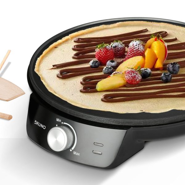 BRUNO BRN-0252 Κρεπιέρα 30εκ. 1200W με ρυθμιζόμενο θερμοστάτη και εξαρτήματα, μαύρη