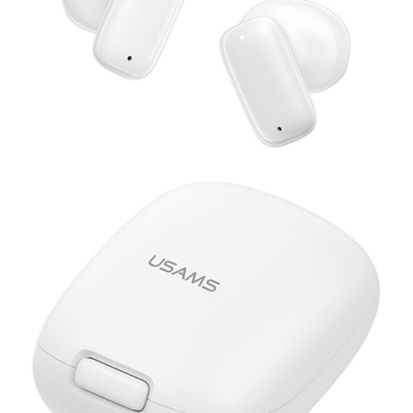 USAMS earphones με θήκη φόρτισης ID25, TWS, Φ13mm, 30/230mAh, λευκά