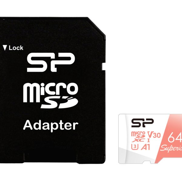 SILICON POWER κάρτα μνήμης microSDXC Superior, 64GB, C10 UHS-I U3 A1 V30