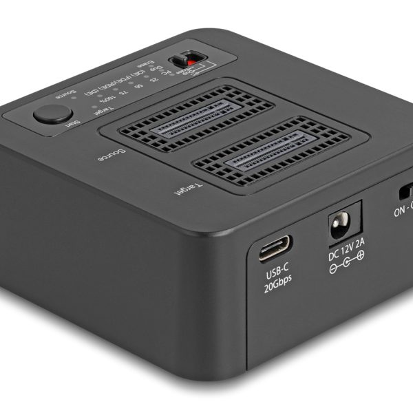 DELOCK docking station για M.2 NVMe SSD 64300, 2 θέσεων, 20Gbps, clone/erase function, μαύρο