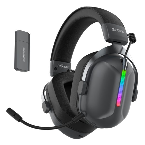 SADES gaming headset Defender, ασύρματα & ενσύρματα, 50mm, 1050mAh, RGB, multi-platform, μαύρο