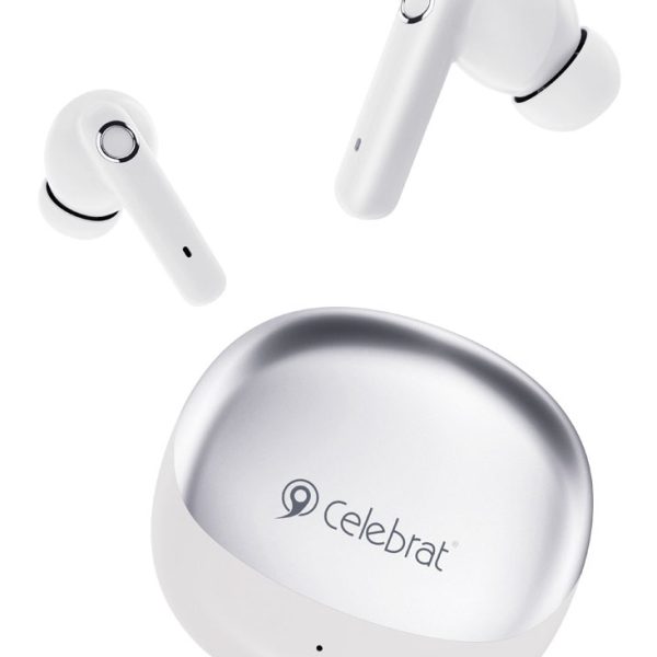 CELEBRAT earphones με θήκη φόρτισης W71, True Wireless, 10mm, 30/200mAh, λευκά