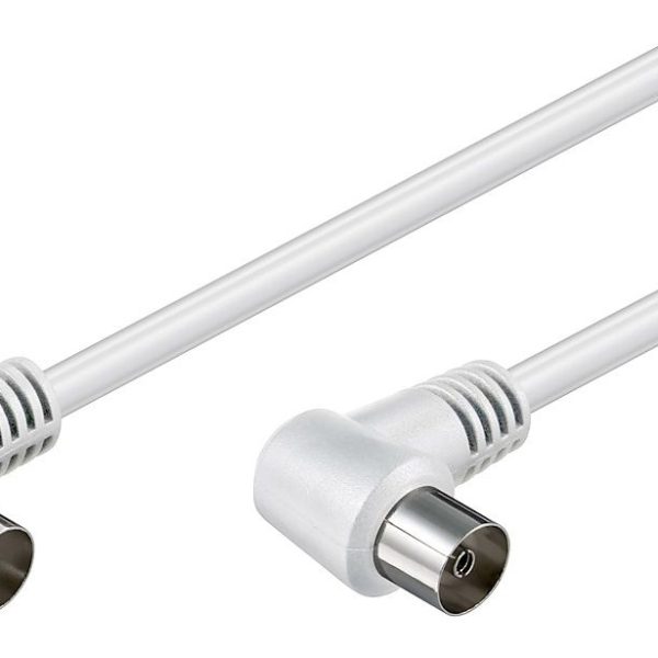 POWERTECH καλώδιο κεραίας RF αρσενικό - RF θηλυκό CAB-V003, γωνιακό, λευκό, 1.5m