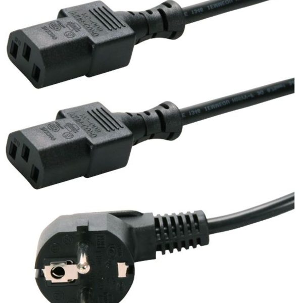 POWERTECH καλώδιο τροφοδοσίας PC για σύνδεση 2 συσκευών P009, 3pin, 1.5m