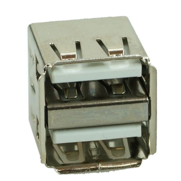 USB 2.0 Connector Double, down, Silver/White