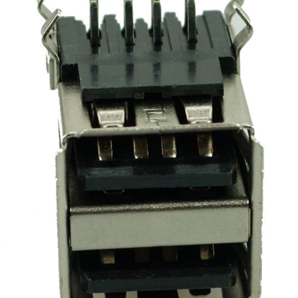 USB 2.0 Connector Double, up, Silver/Black