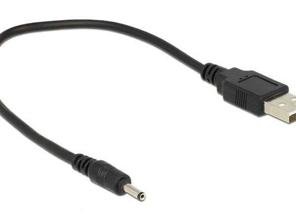DELOCK καλώδιο USB σε DC 3.0 x 1.1mm 83793, 27cm, μαύρο