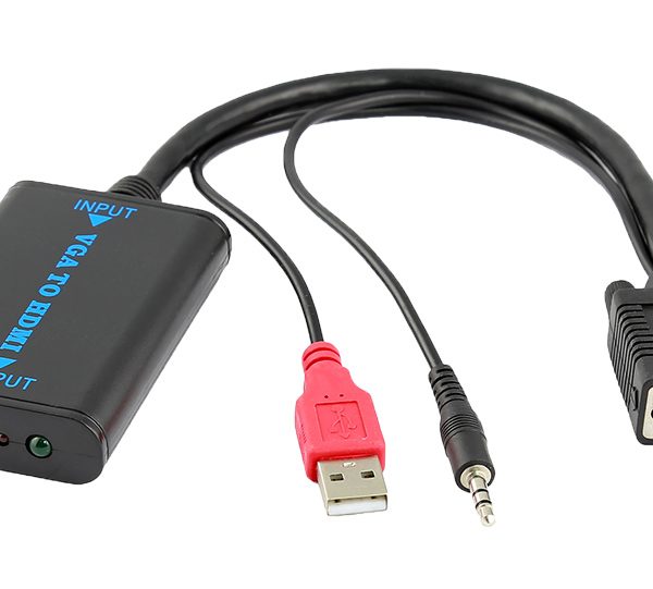 POWERTECH αντάπτορας VGA/USB/3.5mm σε HDMI CAB-H070, 1080p, 0.2m, μαύρος