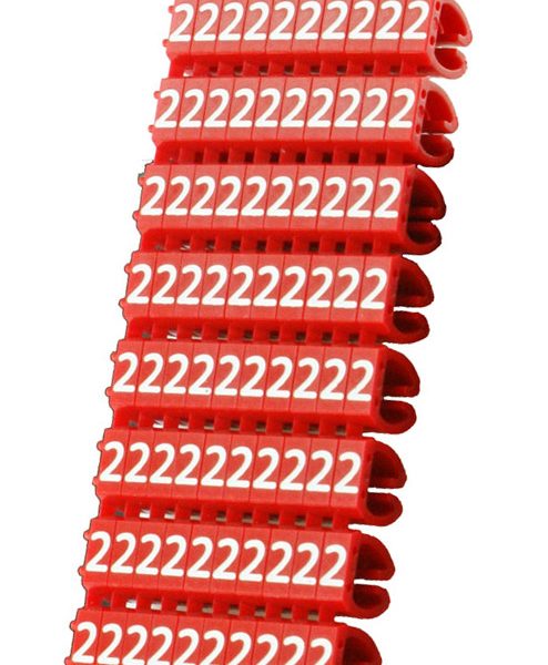 POWERTECH Clip αρίθμησης καλωδίου Νο 2, Red, 10τεμ.