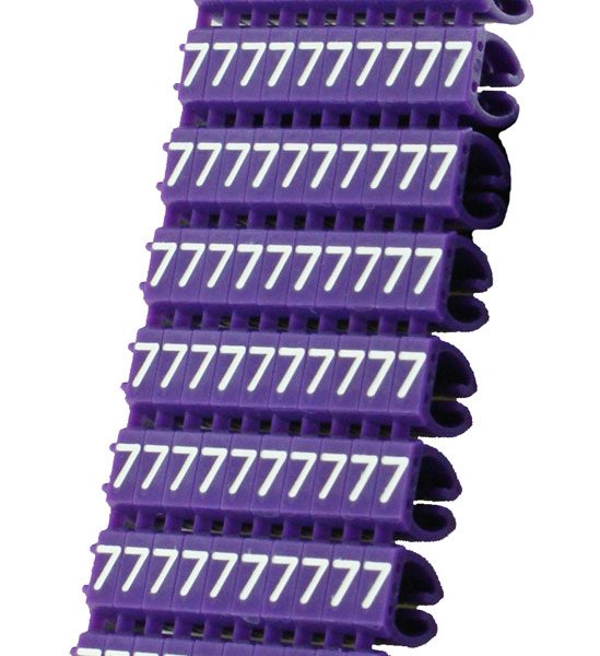 POWERTECH Clip αρίθμησης καλωδίου Νο 7, Purple, 10τεμ.