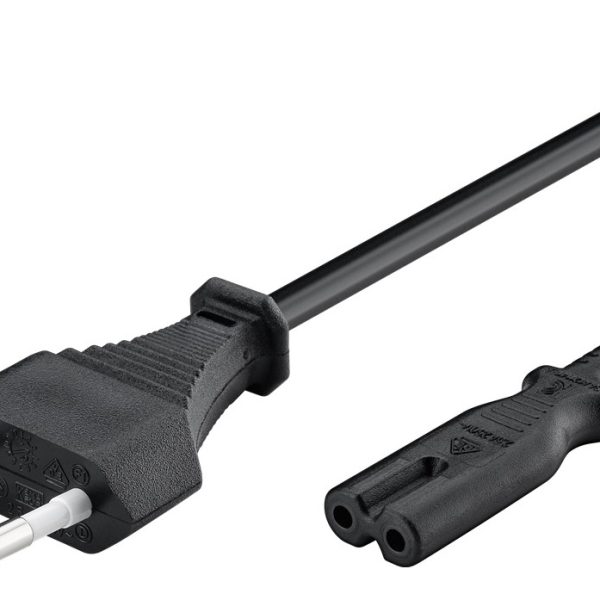 POWERTECH Καλώδιο τροφοδοσίας Euro VDE 2x0.5mm², PVC, copper, 1.5m