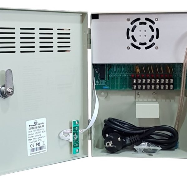POWERTECH τροφοδοτικό CP1209-20A-B για CCTV-Alarm, DC12V 20A, 9 κανάλια