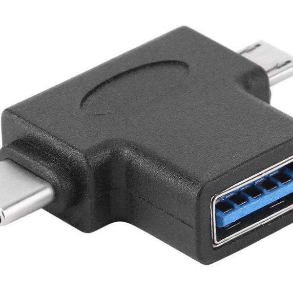 POWERTECH αντάπτορας USB σε USB-C & Micro USB CAB-U117, 5Gbps, μαύρος