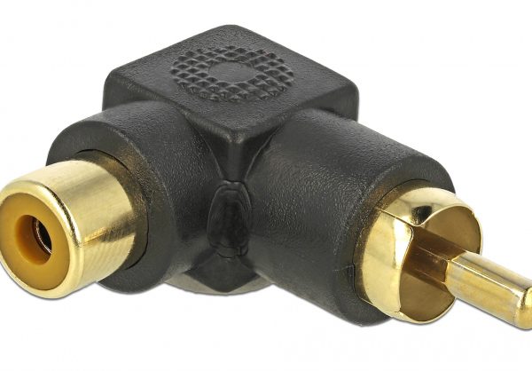 DELOCK αντάπτορας 66168 RCA αρσενικό σε RCA θηλυκό, γωνιακός, μαύρος