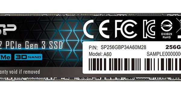 SILICON POWER SSD PCIe Gen3x4 P34A60 M.2 2280, 256GB, 2.200-1.600MB/s