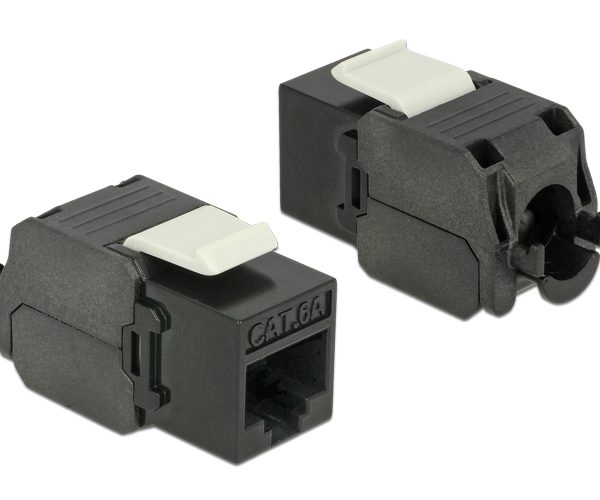 POWERTECH keystone module RJ45 female CAB-N150, Cat.6Α UTP 180°, μαύρο