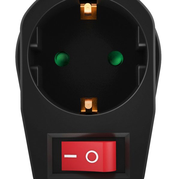 POWERTECH αντάπτορας ρεύματος PT-810, 1x schuko, 16A, μαύρος