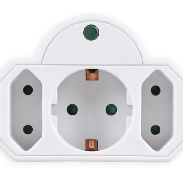 POWERTECH αντάπτορας ρεύματος PT-816, 1x schuko, 2x euro, 16A, λευκός