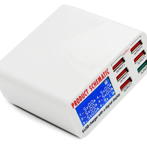 USB φορτιστής 6 θέσεων με LCD monitor BST-U3, 5V 8A, 40W