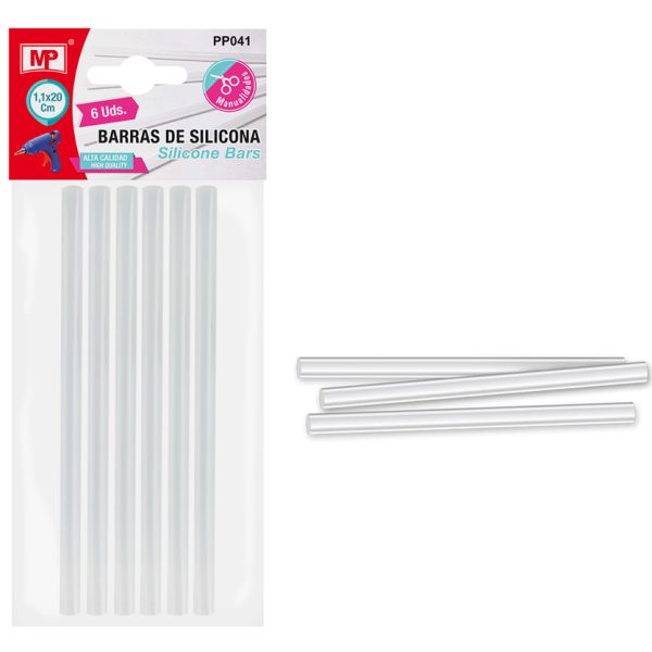 MP μπάρες σιλικόνης PP041 για θερμοπίστολο, 11mm x 20cm, 6τμχ