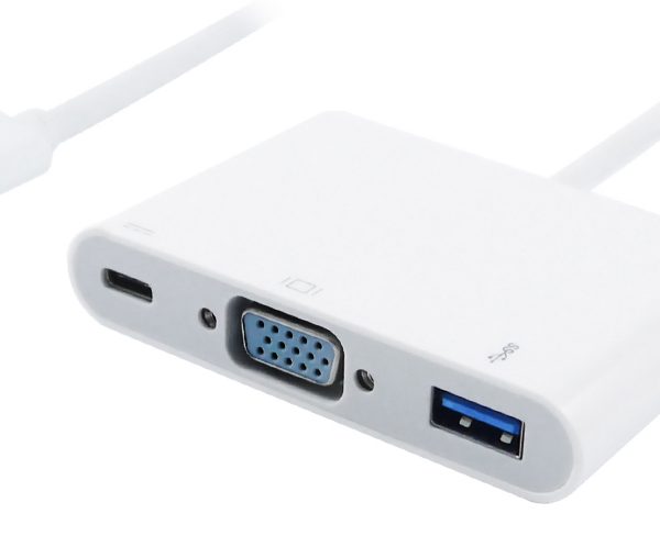 POWERTECH docking station PTH-035, 3 θυρών, USB-C σύνδεση, λευκό