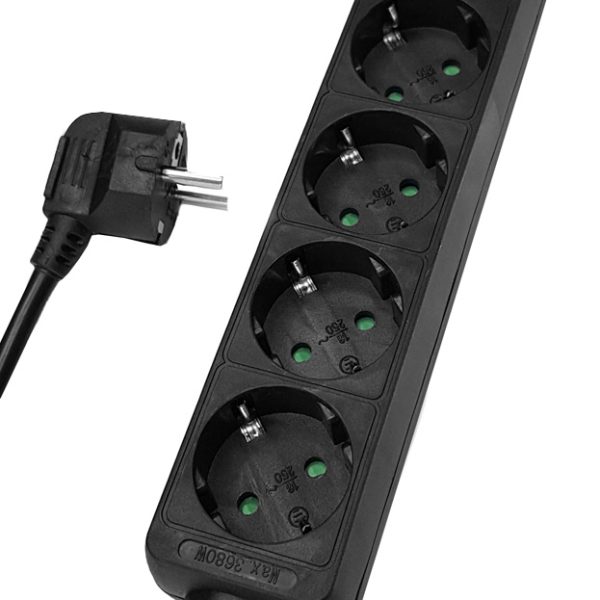 POWERTECH πολύπριζο PT-872, 5x schuko, 16A, 3m, μαύρο