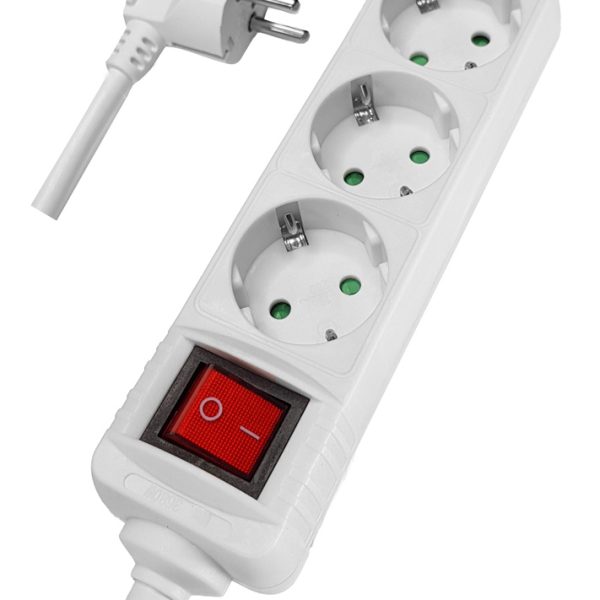 POWERTECH πολύπριζο PT-873, 3x schuko, 16A, 1.5m, λευκό