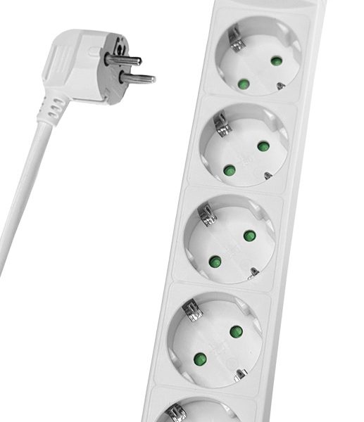 POWERTECH πολύπριζο PT-878, 5x schuko, 16A, 5m, λευκό