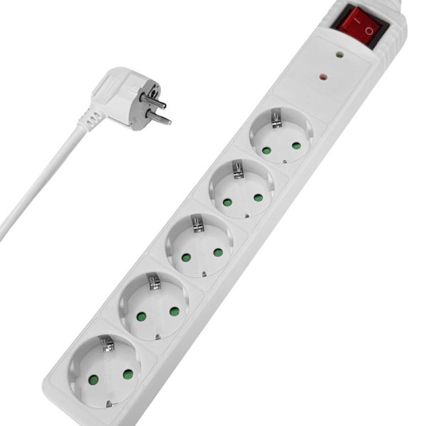 POWERTECH πολύπριζο ασφαλείας PT-880, 5x schuko, 16A, 1.5m, λευκό
