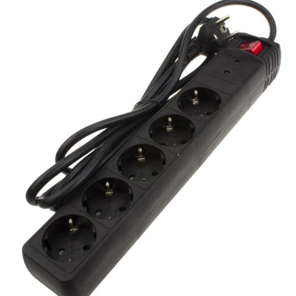 POWERTECH πολύπριζο ασφαλείας PT-883, 5x schuko, 16A, 3m, μαύρο