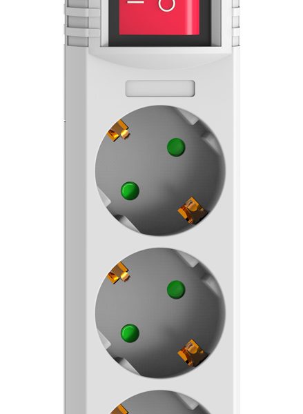 POWERTECH πολύπριζο PT-885, 3x schuko, 16A, χωρίς καλώδιο, λευκό