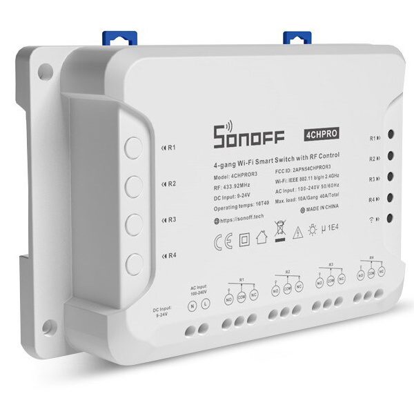 SONOFF Smart Διακόπτης 4CH PRO R3, 4 θέσεων, 40A, RF control, λευκός