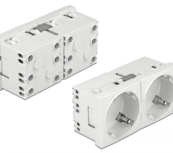 DELOCK διπλό module πρίζας ρεύματος Easy 45 81325, 45°, 45x45mm, 5τμχ